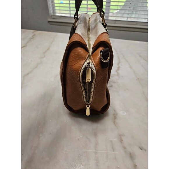 Woman's Handbag Brown/Tan, Zip Closure, Double Handles, Outer Pockets - Picture 4 of 9